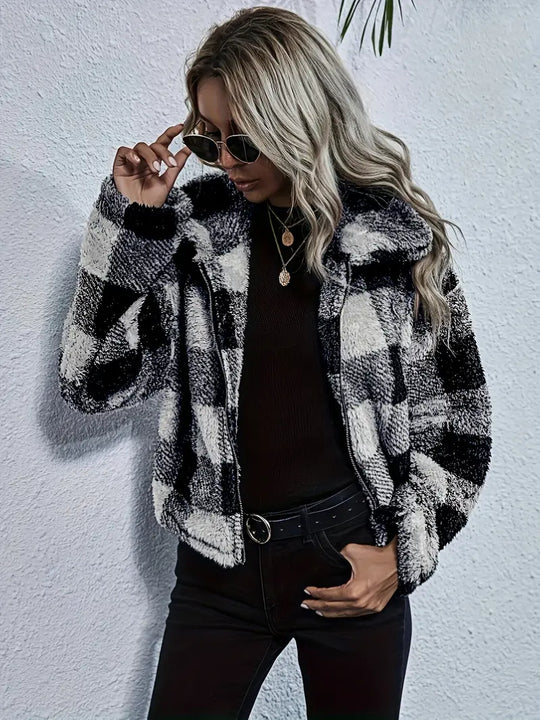 Véronique | Plaid Teddy Mantel für Damen