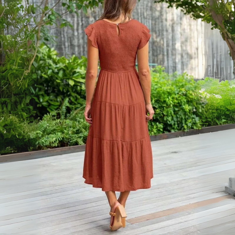 Leana | Damen Luftiges Elegantes Sommerkleid | Midi