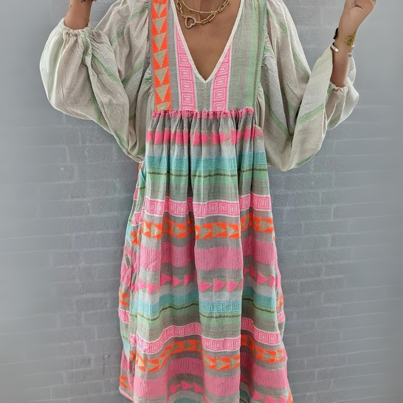Hermine | Damen Luftiges Strand Sommerkleid | Maxi