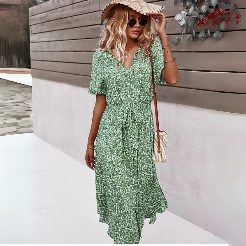 Svea | Damen Luftiges Florales Sommerkleid | Midi