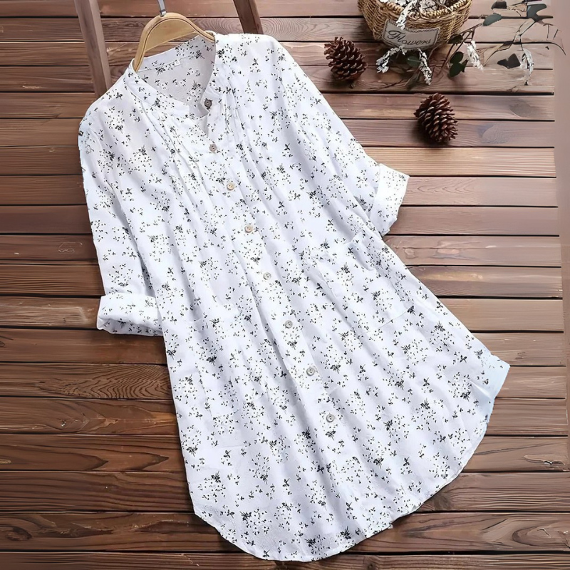 Melina | Damen Luftiges Geblümtes Hemdkleid | Mini