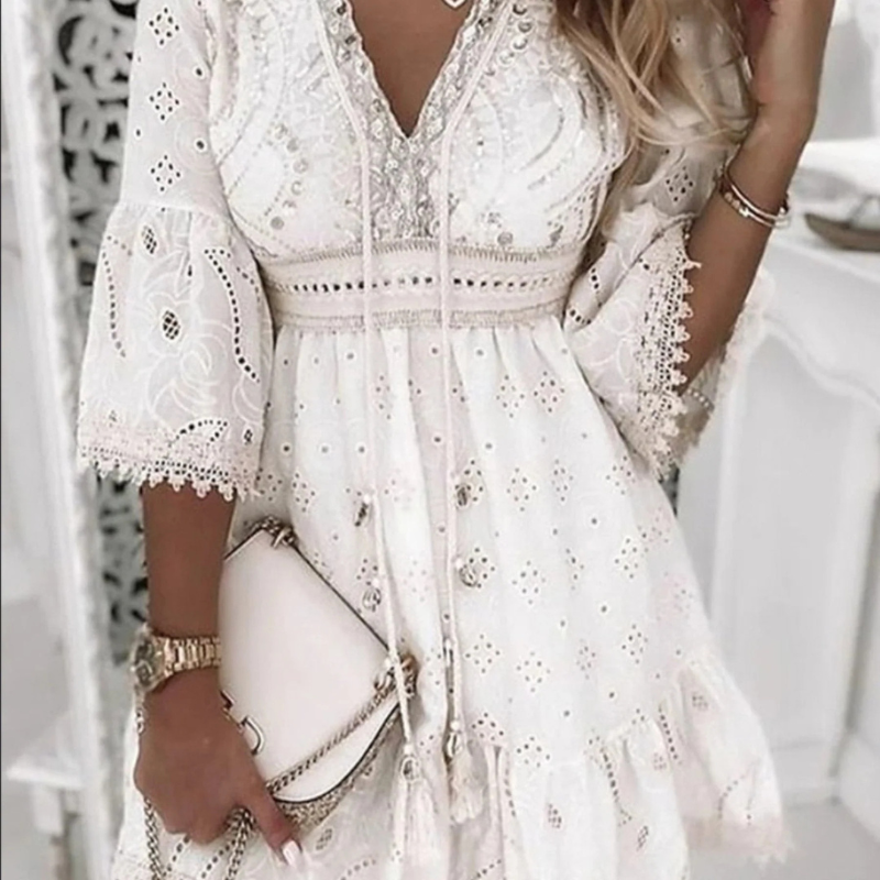 Rahel | Damen Boho Luftiges Sommerkleid | Mini