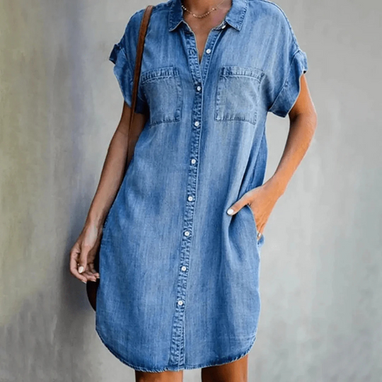 Adelise | Damen Sommer Elegante Hemdblusenkleid | Midi