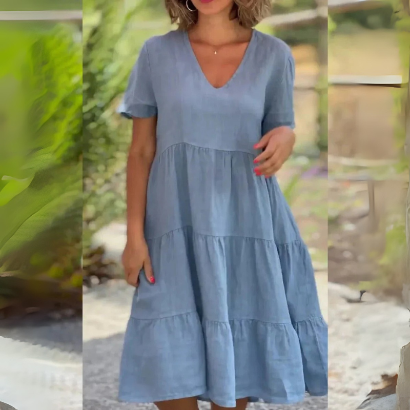 Rieke | Damen Sommer Luftiges Kleid | Midi