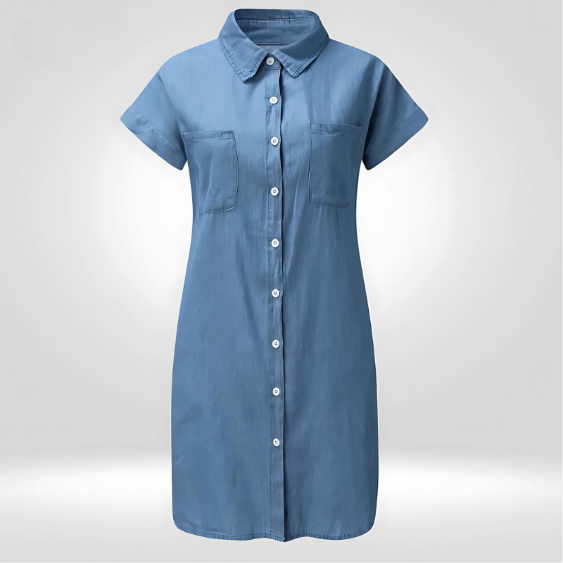 Adelise | Damen Sommer Elegante Hemdblusenkleid | Midi