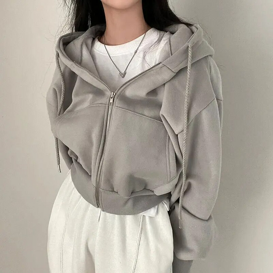 Angela | Oversized Kapuzenjacke mit Reißverschluss für Damen