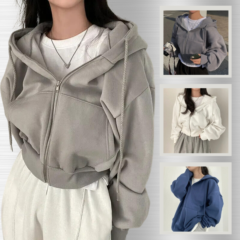 Angela | Oversized Kapuzenjacke mit Reißverschluss für Damen