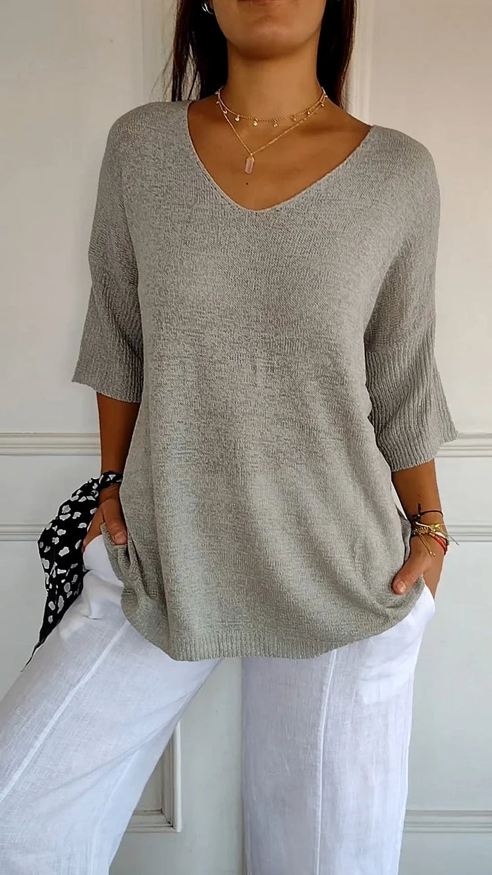 Chiara | Bequemes Stricktop mit V-Ausschnitt für Damen