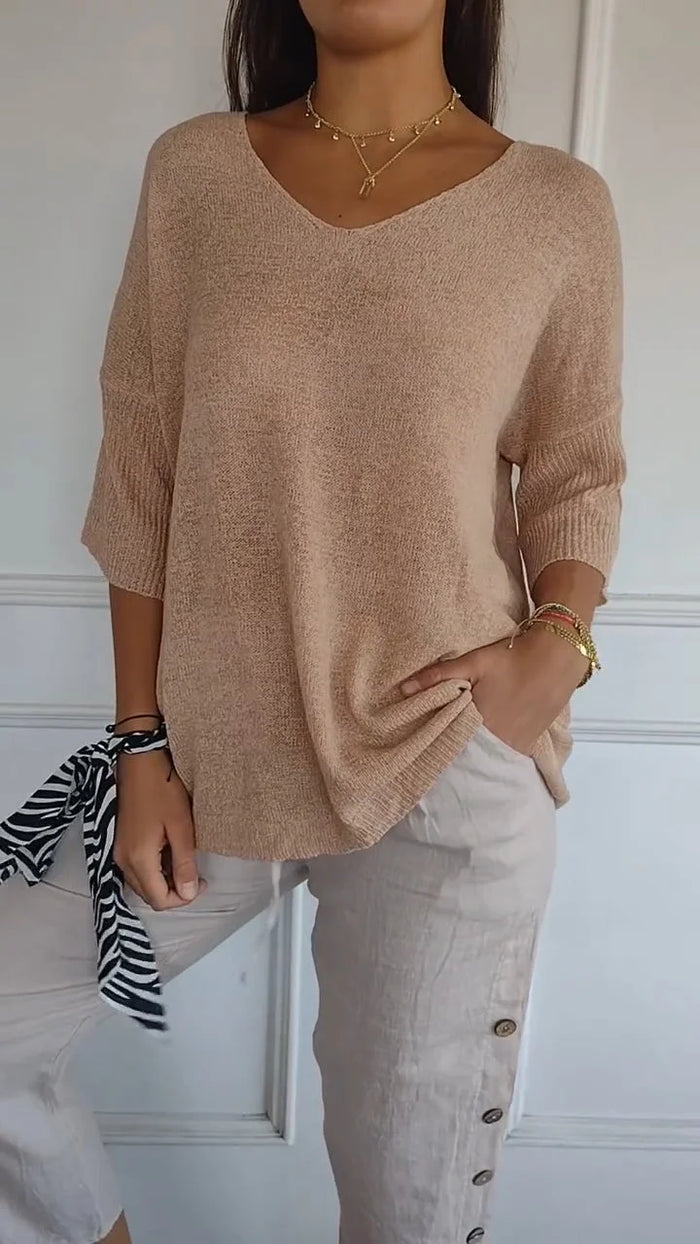 Chiara | Bequemes Stricktop mit V-Ausschnitt für Damen